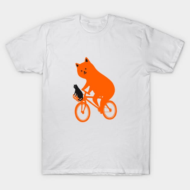 Happy go Lucky Cat 3R ride to the moon T-Shirt by Chewbarber